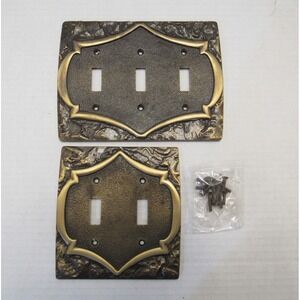 Vintage AMEROCK Carriage House Double Outlet Brass Wall Cover Plates Lot